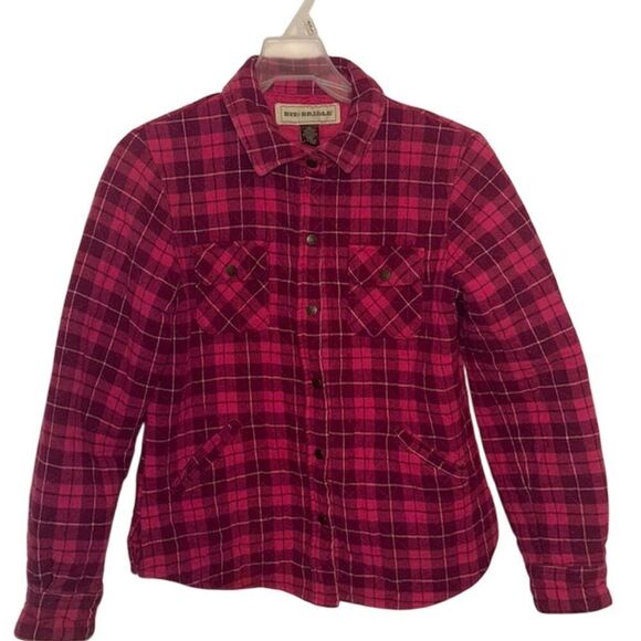Bit & Bridle Tops - Bit & Bridle Plaid Flannel Quilted Shacket Women's Small Multicolor